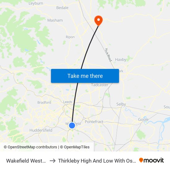 Wakefield Westgate to Thirkleby High And Low With Osgodby map