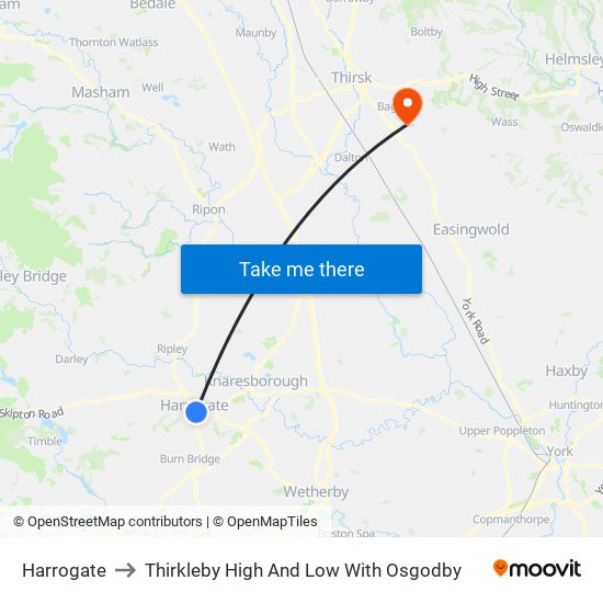 Harrogate to Thirkleby High And Low With Osgodby map