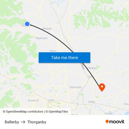 Bellerby to Thorganby map