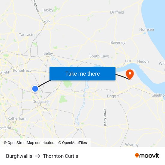 Burghwallis to Thornton Curtis map