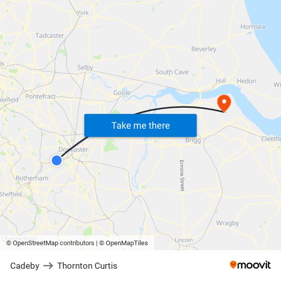 Cadeby to Thornton Curtis map