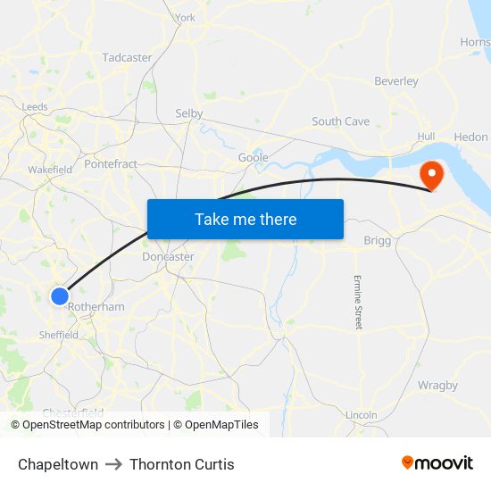 Chapeltown to Thornton Curtis map