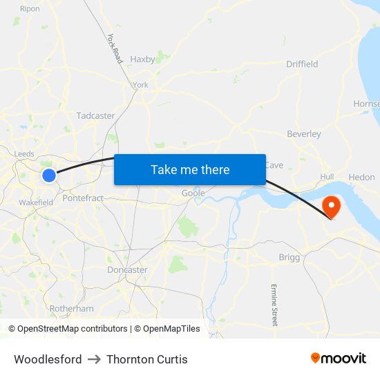 Woodlesford to Thornton Curtis map