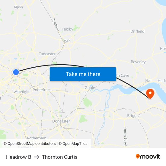 Headrow B to Thornton Curtis map