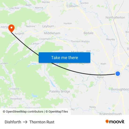 Dishforth to Thornton Rust map