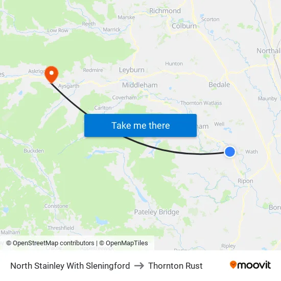 North Stainley With Sleningford to Thornton Rust map