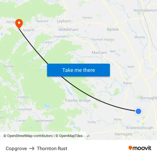 Copgrove to Thornton Rust map