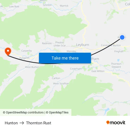 Hunton to Thornton Rust map