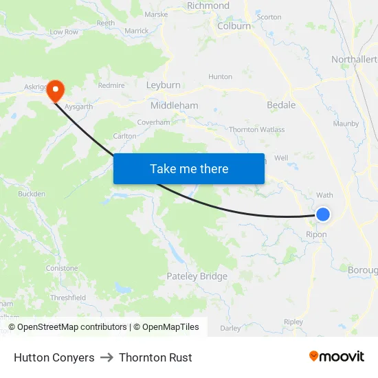 Hutton Conyers to Thornton Rust map