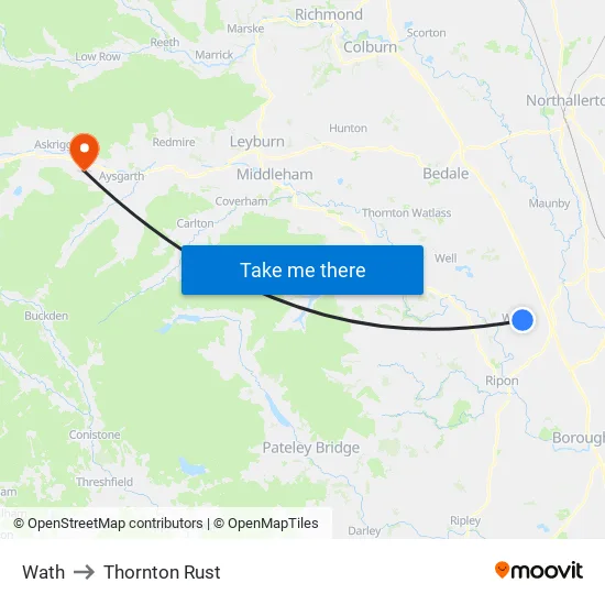 Wath to Thornton Rust map