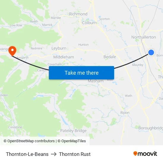 Thornton-Le-Beans to Thornton Rust map