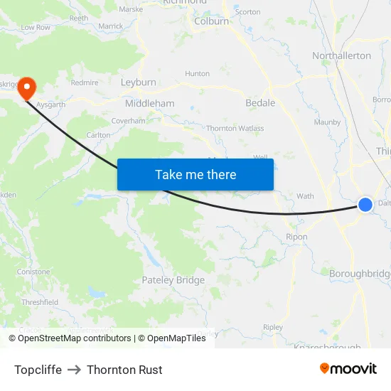 Topcliffe to Thornton Rust map