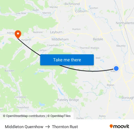 Middleton Quernhow to Thornton Rust map