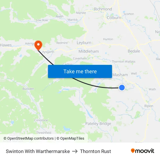 Swinton With Warthermarske to Thornton Rust map