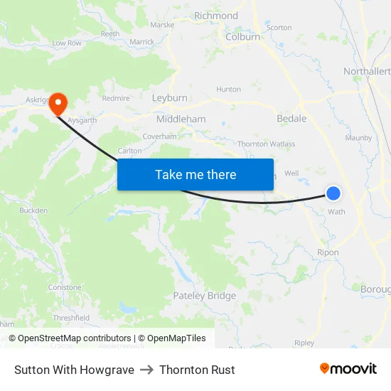 Sutton With Howgrave to Thornton Rust map