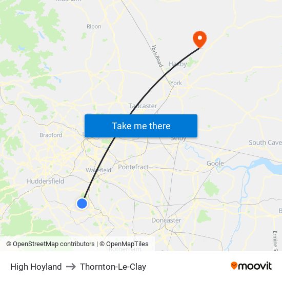 High Hoyland to Thornton-Le-Clay map