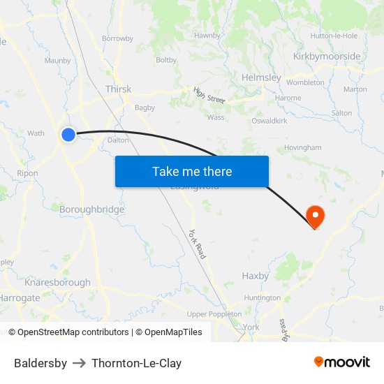 Baldersby to Thornton-Le-Clay map