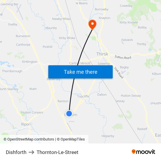 Dishforth to Thornton-Le-Street map