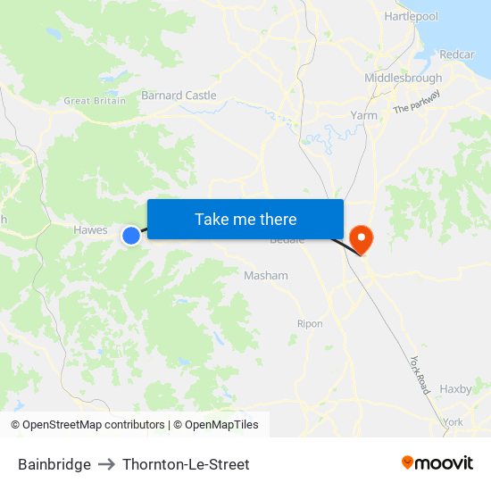 Bainbridge to Thornton-Le-Street map