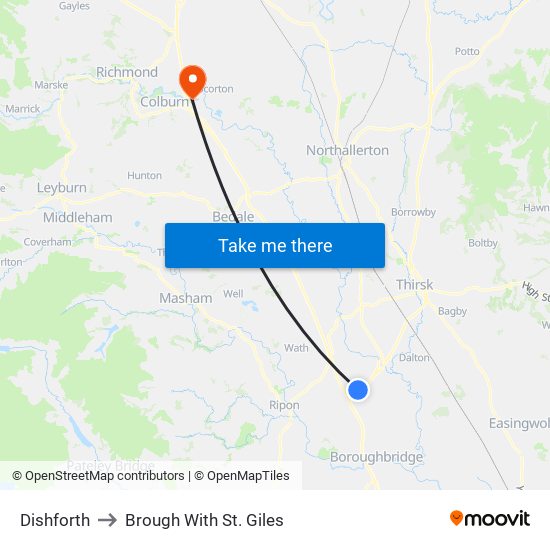 Dishforth to Brough With St. Giles map