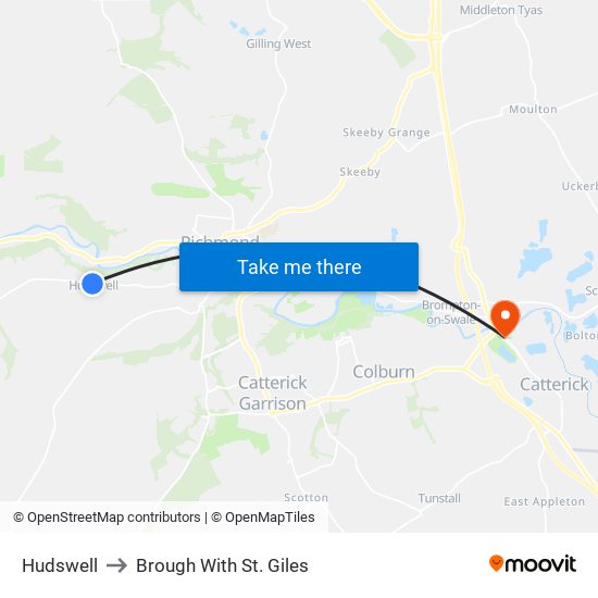 Hudswell to Brough With St. Giles map