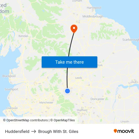 Huddersfield to Brough With St. Giles map