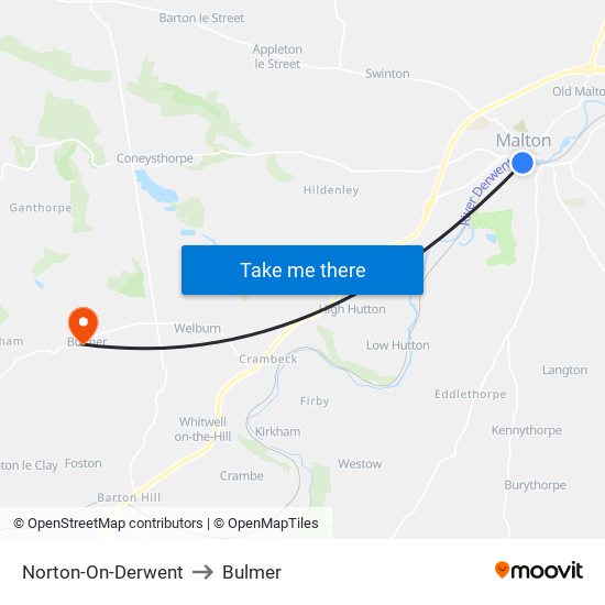 Norton-On-Derwent to Bulmer map