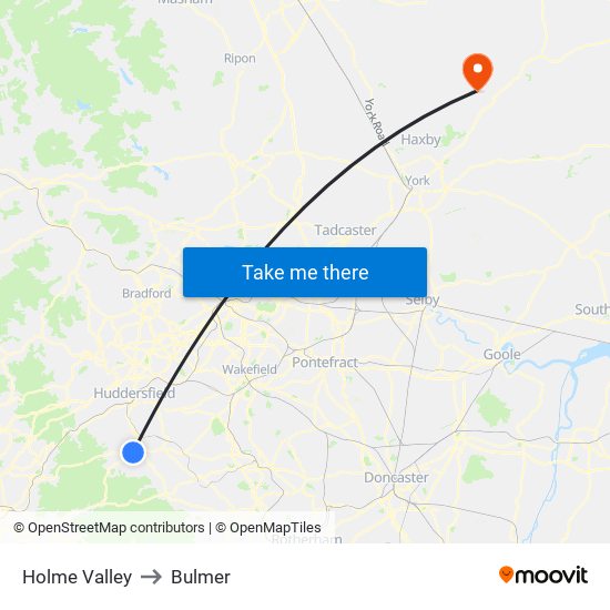 Holme Valley to Bulmer map