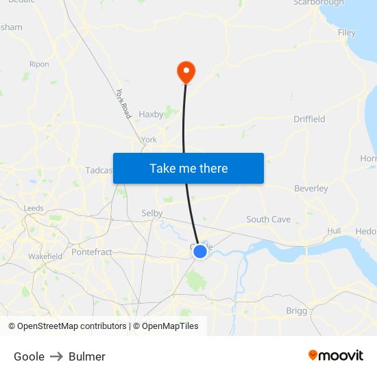 Goole to Bulmer map