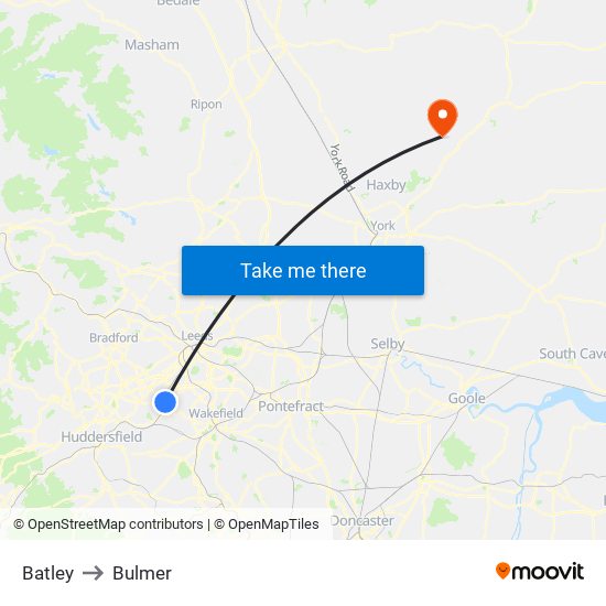 Batley to Bulmer map