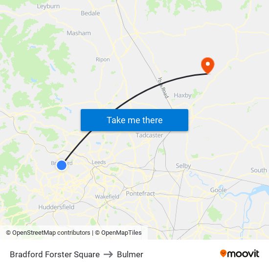 Bradford Forster Square to Bulmer map