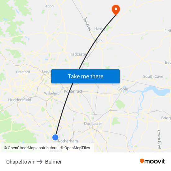 Chapeltown to Bulmer map