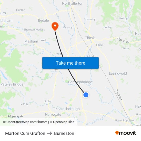 Marton Cum Grafton to Burneston map