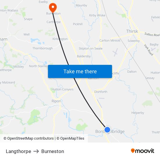 Langthorpe to Burneston map