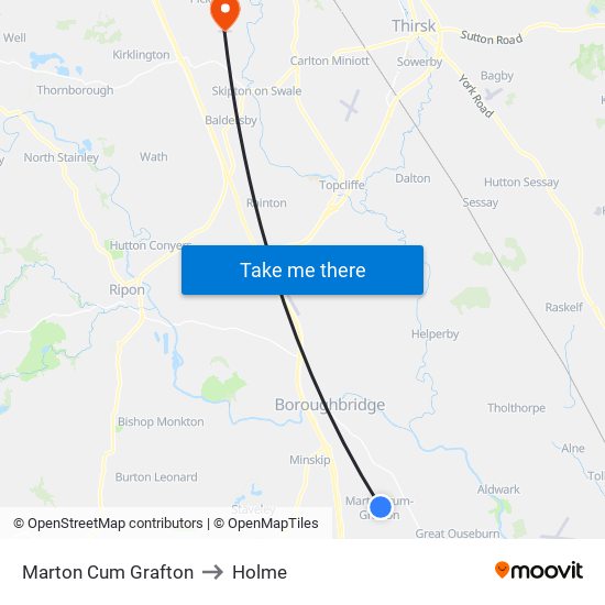 Marton Cum Grafton to Holme map