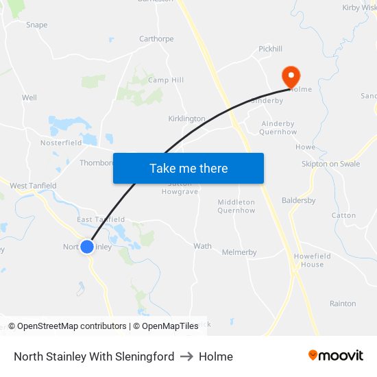 North Stainley With Sleningford to Holme map