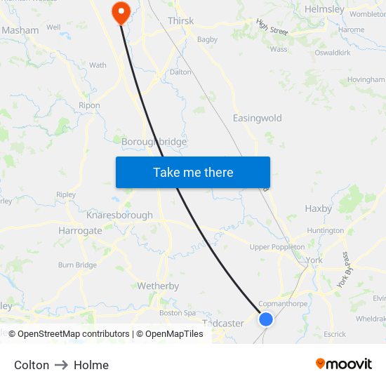 Colton to Holme map