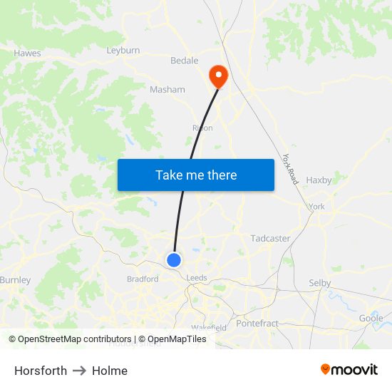 Horsforth to Holme map