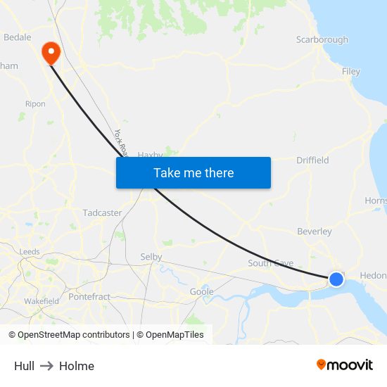 Hull to Holme map