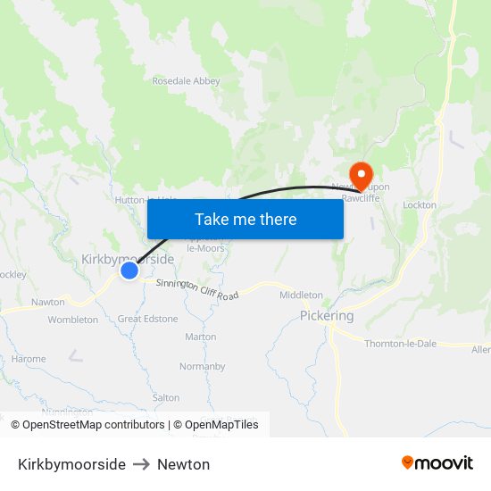 Kirkbymoorside to Newton map