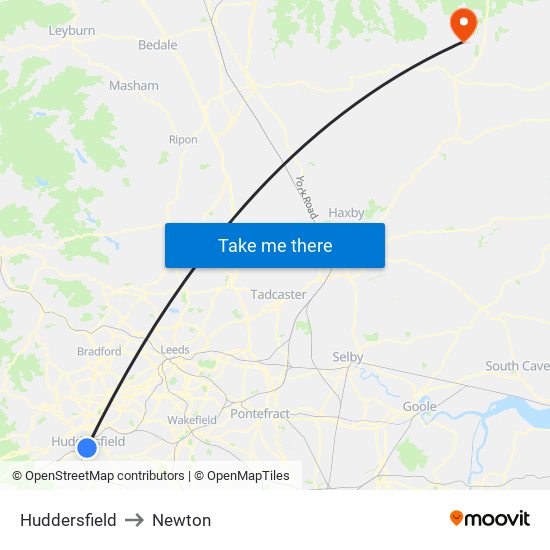 Huddersfield to Newton map