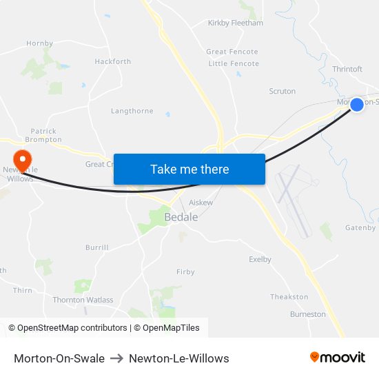 Morton-On-Swale to Newton-Le-Willows map