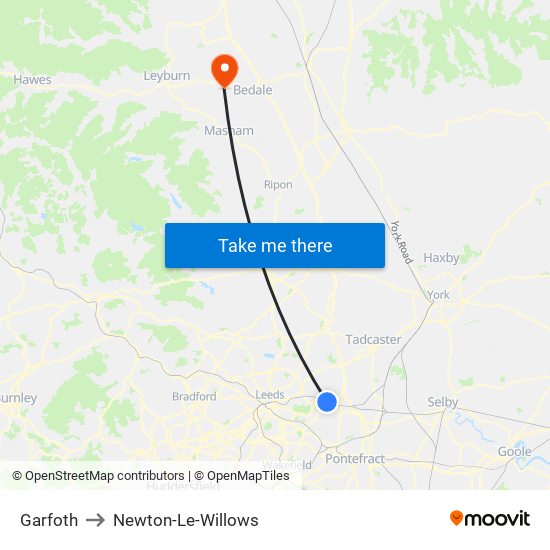 Garfoth to Newton-Le-Willows map