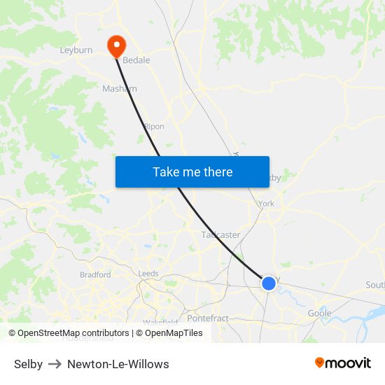 Selby to Newton-Le-Willows map