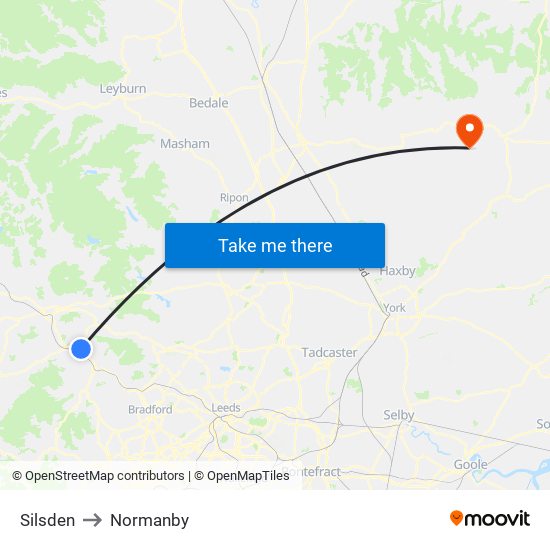 Silsden to Normanby map