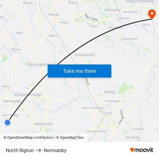 North Rigton to Normanby map