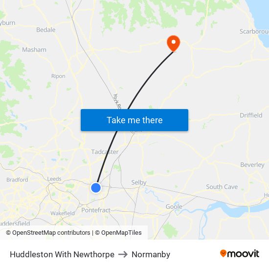 Huddleston With Newthorpe to Normanby map