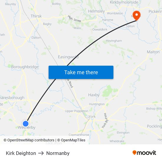 Kirk Deighton to Normanby map