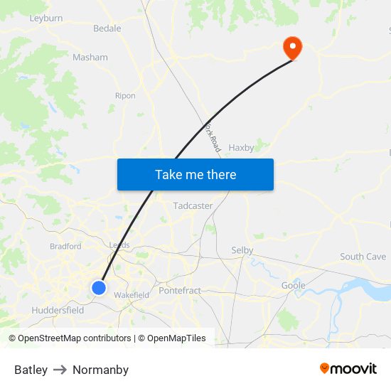 Batley to Normanby map