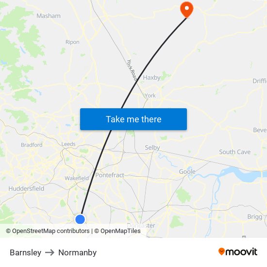 Barnsley to Normanby map